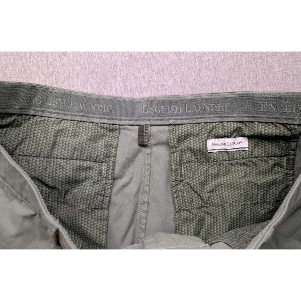 English Laundry Mens Chino Shorts Olive Green Stretch Flat Front Size 36